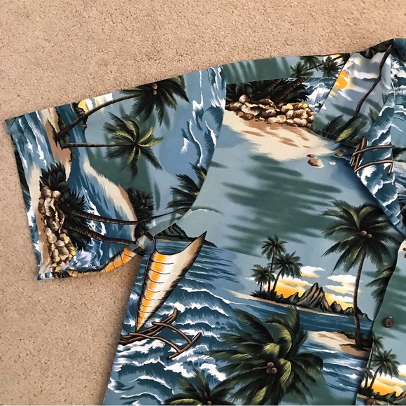 Pacific Legend Mens Hawaiian Shirt XL Extra Large Made In Hawaii Blue Cotton - Picture 6 of 12